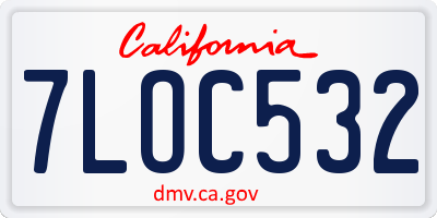 CA license plate 7LOC532