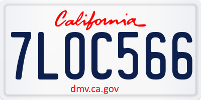 CA license plate 7LOC566