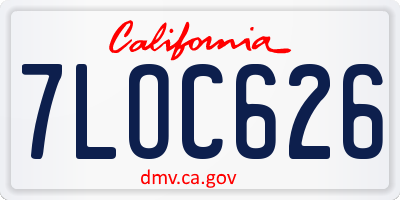 CA license plate 7LOC626
