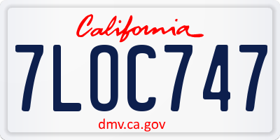 CA license plate 7LOC747