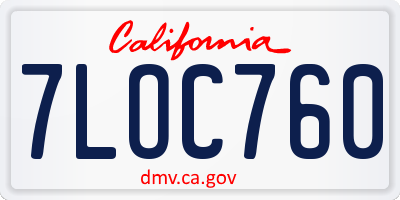 CA license plate 7LOC760