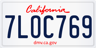 CA license plate 7LOC769