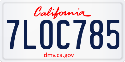 CA license plate 7LOC785