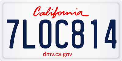 CA license plate 7LOC814