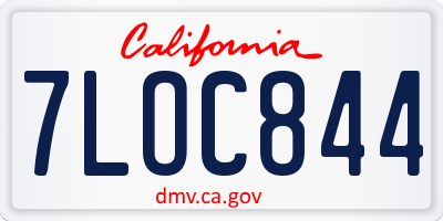 CA license plate 7LOC844
