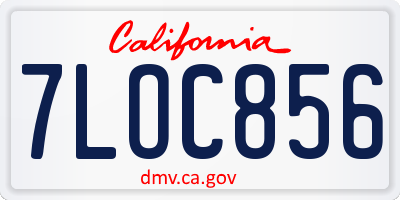 CA license plate 7LOC856
