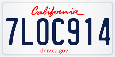 CA license plate 7LOC914