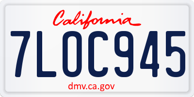CA license plate 7LOC945