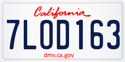 CA license plate 7LOD163
