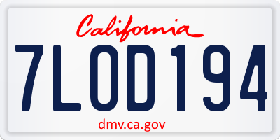 CA license plate 7LOD194