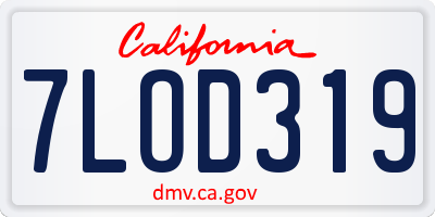 CA license plate 7LOD319