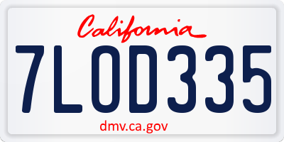CA license plate 7LOD335