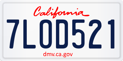 CA license plate 7LOD521