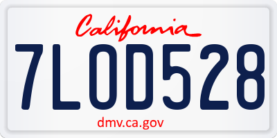 CA license plate 7LOD528