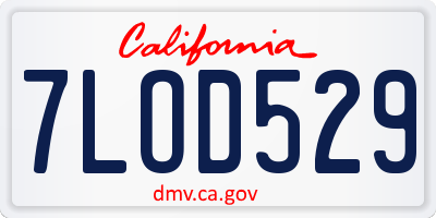 CA license plate 7LOD529