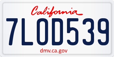 CA license plate 7LOD539