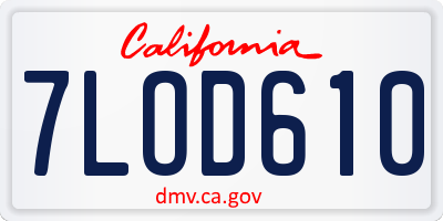 CA license plate 7LOD610