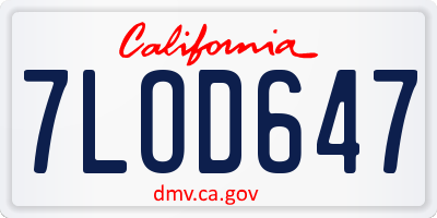 CA license plate 7LOD647