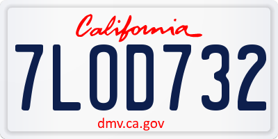 CA license plate 7LOD732