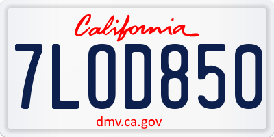 CA license plate 7LOD850