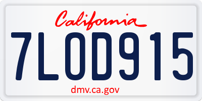 CA license plate 7LOD915