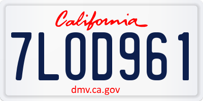 CA license plate 7LOD961