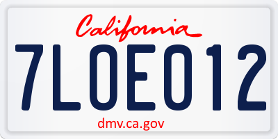 CA license plate 7LOE012