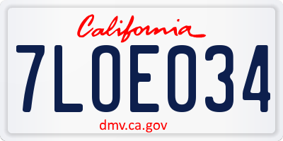CA license plate 7LOE034