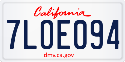 CA license plate 7LOE094