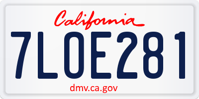 CA license plate 7LOE281