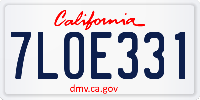 CA license plate 7LOE331