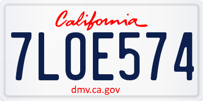 CA license plate 7LOE574