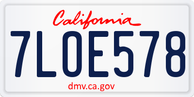 CA license plate 7LOE578