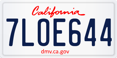 CA license plate 7LOE644