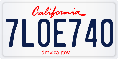 CA license plate 7LOE740