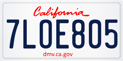 CA license plate 7LOE805