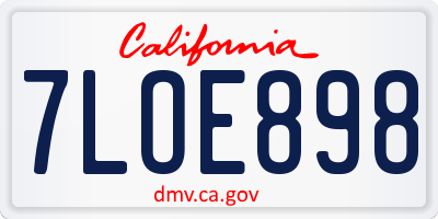 CA license plate 7LOE898