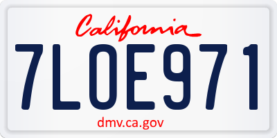 CA license plate 7LOE971