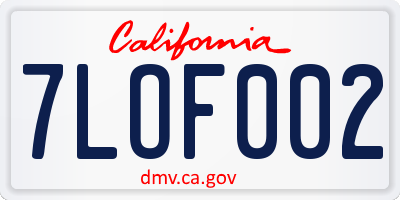 CA license plate 7LOF002