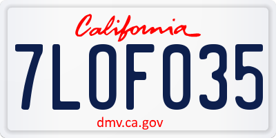 CA license plate 7LOF035
