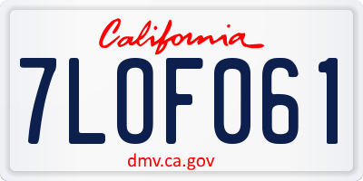 CA license plate 7LOF061