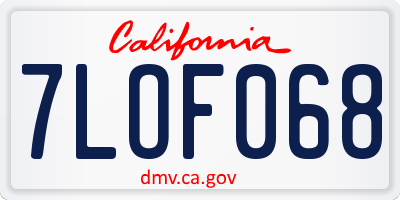 CA license plate 7LOF068