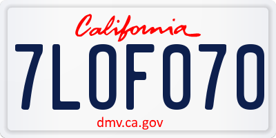 CA license plate 7LOF070