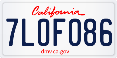 CA license plate 7LOF086