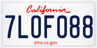 CA license plate 7LOF088
