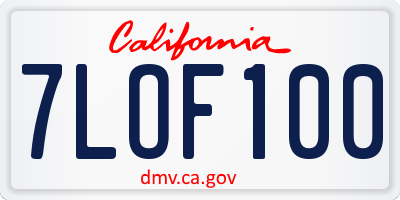 CA license plate 7LOF100
