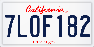 CA license plate 7LOF182