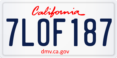 CA license plate 7LOF187