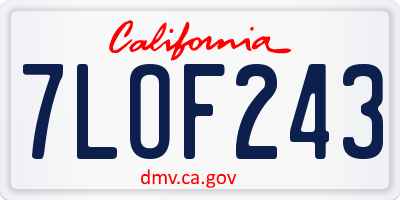 CA license plate 7LOF243