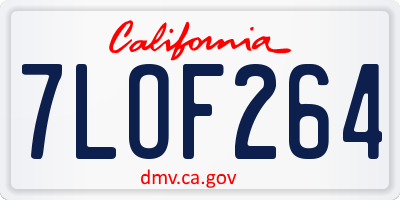 CA license plate 7LOF264